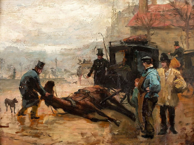 1850-Ignacy Aleksander Gierymski - Scena di strada a Parigi
